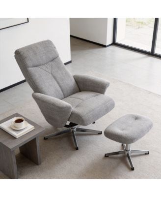 Swivel Chenille Recliner Chair with Ottoman