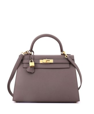 Kelly 28 Handbag Grey Epsom with Gold Hardware