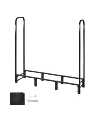 Firewood Rack with Top Cover, 4 feet Outdoor 1/4 Cord Metal Log Holder