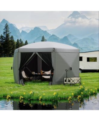 13Feet Collapsible Gazebo Tent With 6 Removable Wind Panels For Outdoor Events, Camping, Patio, Backyard