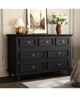 7-Drawer Dresser for Bedroom, 47" Wide Chest of Drawers with Deep Storage, Metal Handles and Thickened Desktop