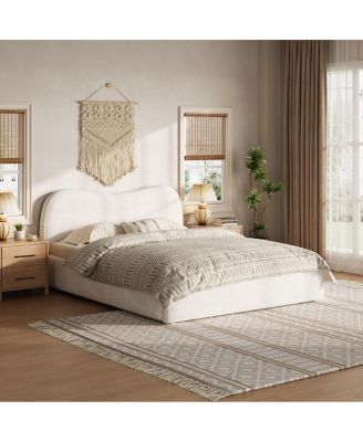 Upholstered Platform Bed with Wooden Slats