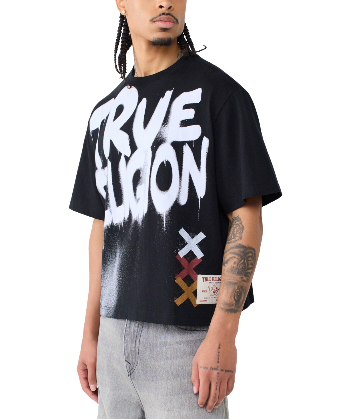 True Religion Men's Spray Paint Logo Short-Sleeve T-Shirt