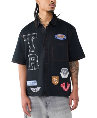 Men's Black Patch Logo Short-Sleeve Shirt