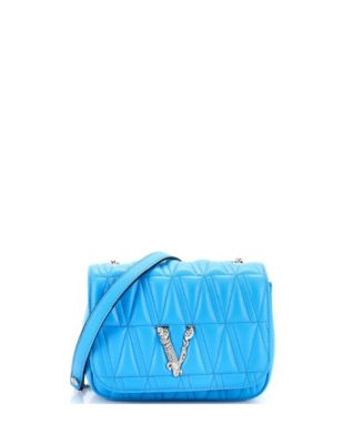 Mini Virtus Chain Flap Shoulder Bag Quilted Leather