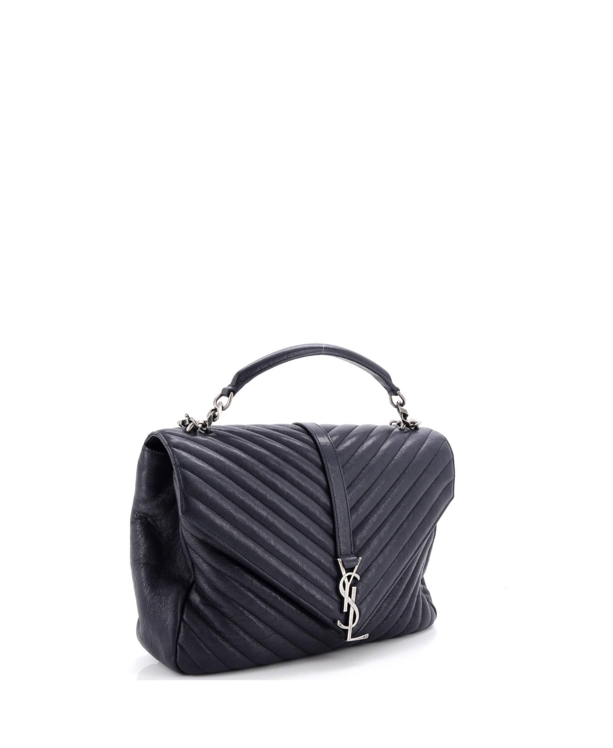 Pre-Owned Saint Laurent Large Classic Monogram College Bag Matelasse Chevron Leather