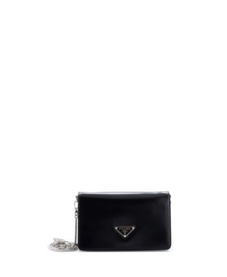 Small Triangle Logo Chain Flap Bag Brushed Leather