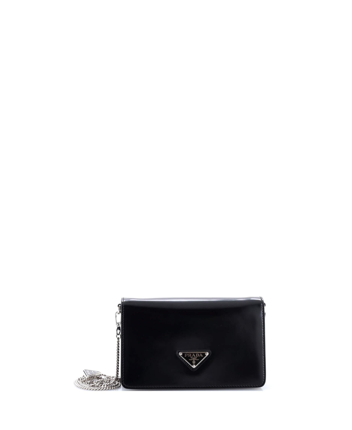Pre-Owned Prada Small Triangle Logo Chain Flap Bag Brushed Leather