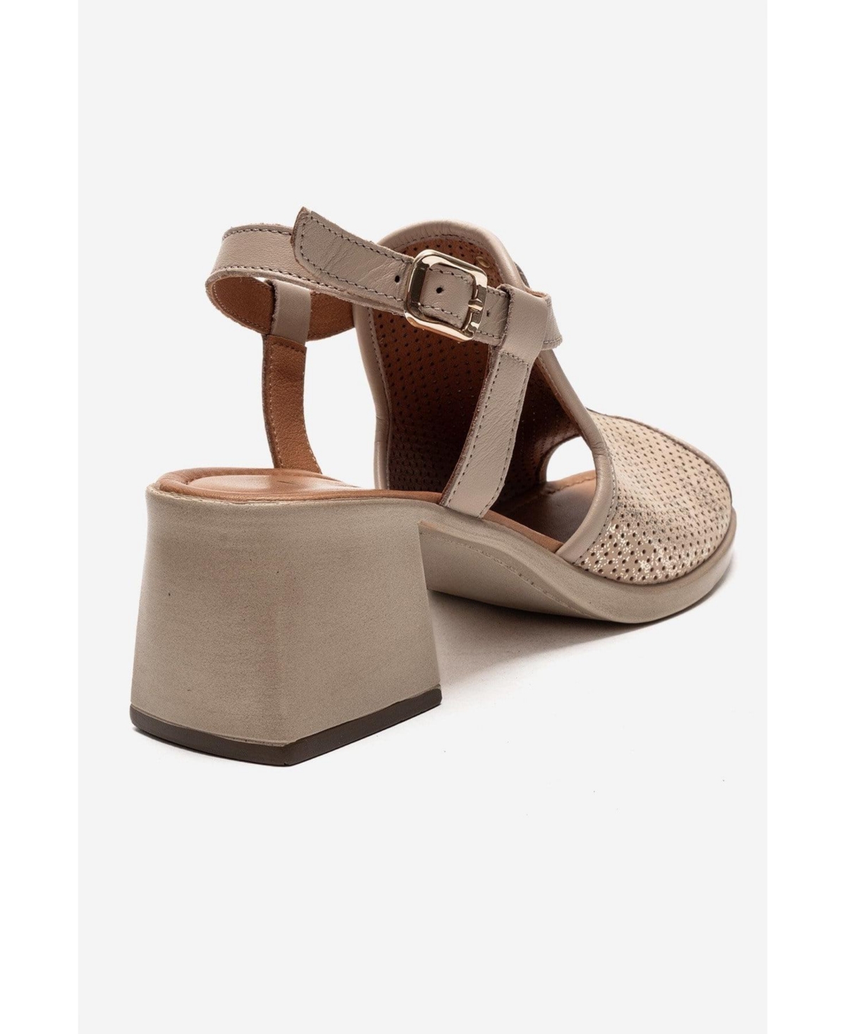 Forever & Always Shoes Women's Janelle Leather Block Heel Sandal