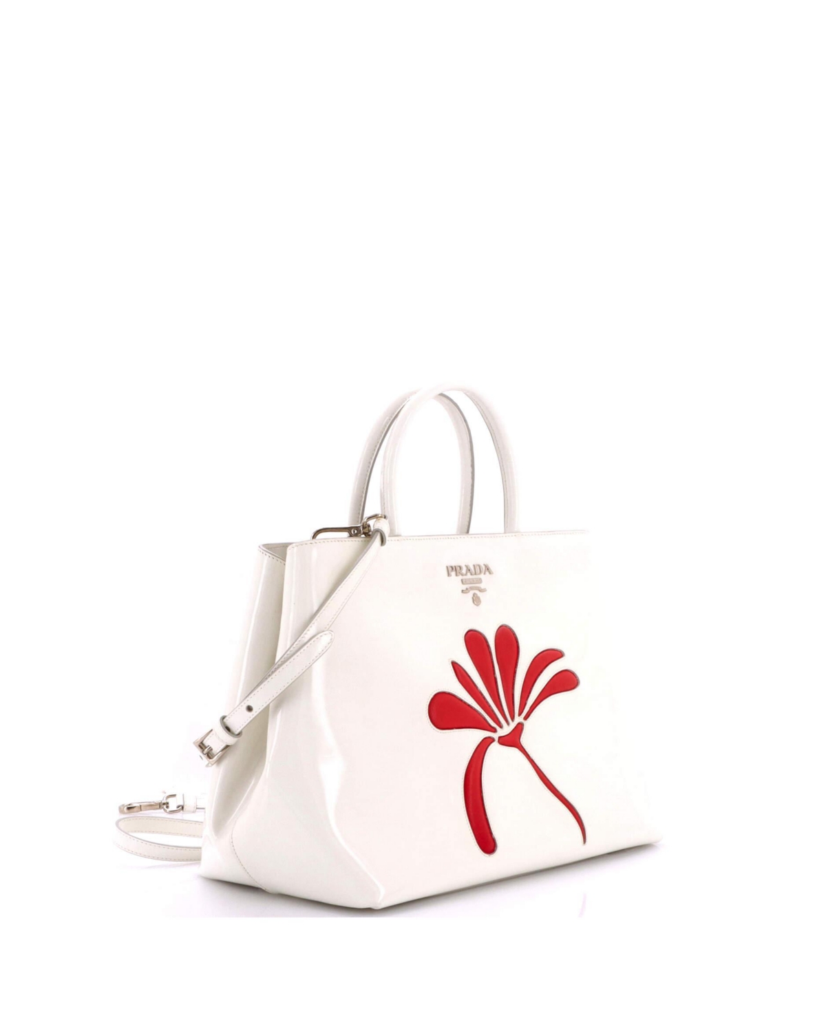 Pre-Owned Prada Medium Flowers Convertible Open Tote Spazzolato Leather
