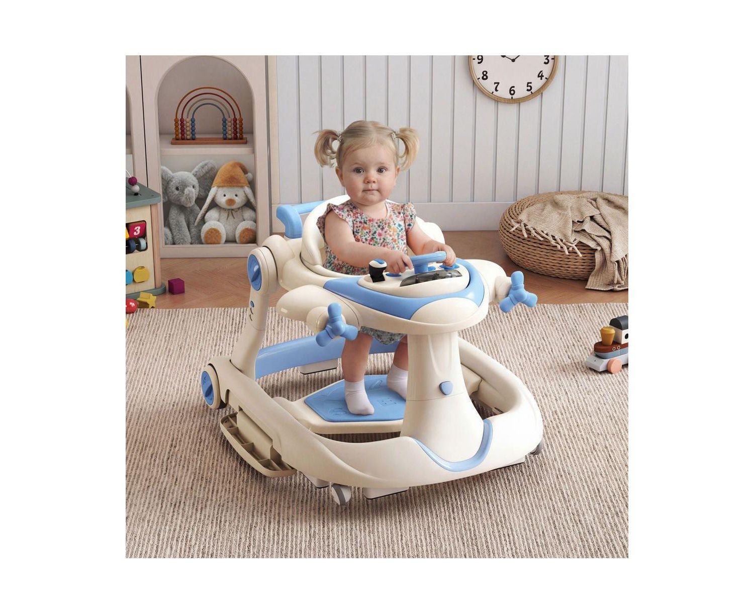 Convertible Baby Activity Walker with Adjustable Height, Foldable Design and Interactive Play Features