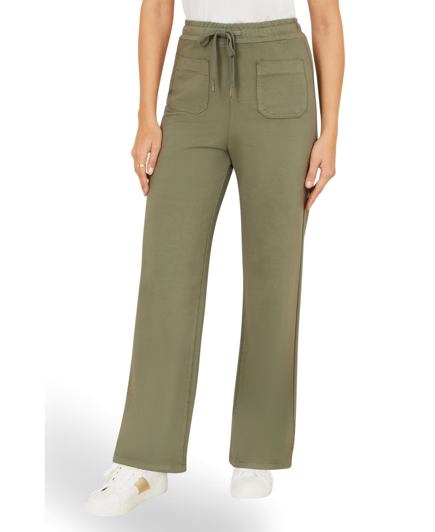 Женские брюки Yumi Relaxed Stretch Wide Leg, цвет: Средний зелёный — фото 1