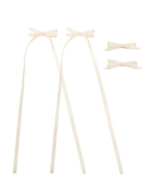 Puttisu Girls Ribbon Bow Clip Set 4pc - Ivory 28$