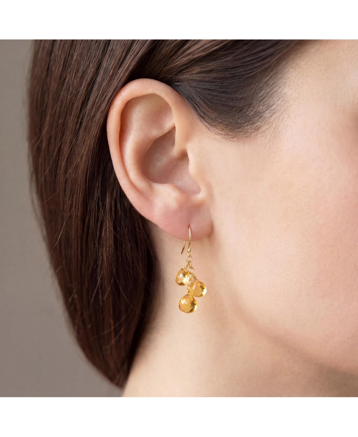The Lovery Citrine Bead Dangle Earrings 14K Gold
