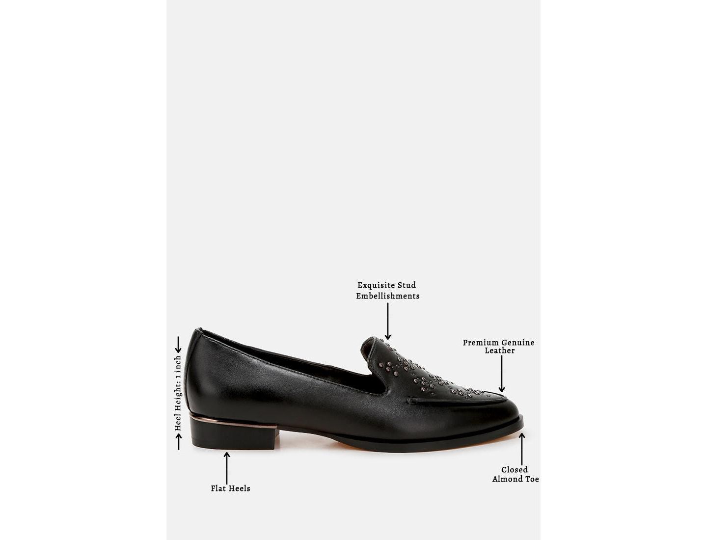 Женские туфли Rag & Co Gabassi Studded Genuine Leather, цвет: Чёрный — фото 8