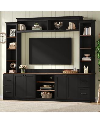 4-in-1 Farmhouse TV Stand with Bookshelf for TVs Up to 70"