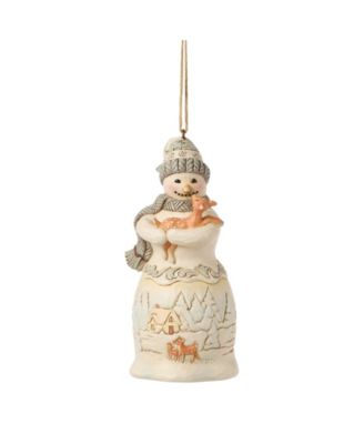 Heartwood Creek Woodland Snowman Holding Fawn Ornament