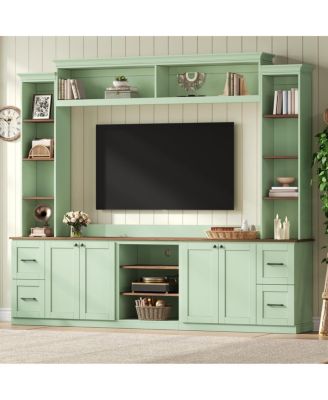 4-in-1 Farmhouse TV Stand with Bookshelf for TVs Up to 70"