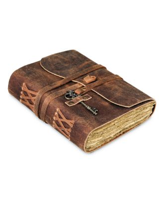 Leather Journal Deckle Edge Paper Vintage Key Handmade Notebook Diary Sketch Writing Pad