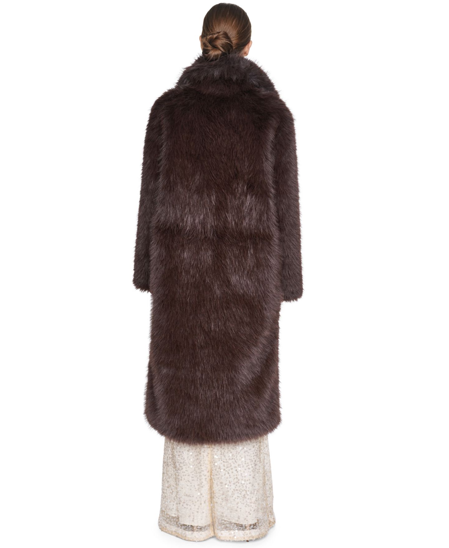 Женское пальто Halston Collared Faux Fur, цвет: Коричневый — фото 4