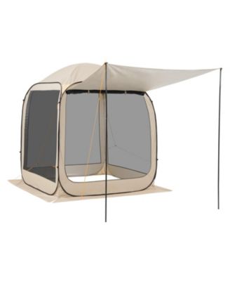 6 x 6 ft Pop Up Screen House Tent with Extended Awning Portable Canopy