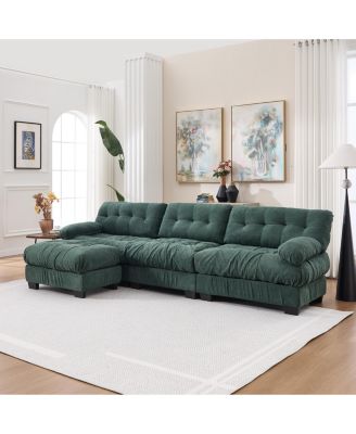 Modular Sectional Sofa,Cloud Couch, L Shaped Couch with Movable Ottoman Oversized 3-Seater Sofa for Bedroom,5 Pillows