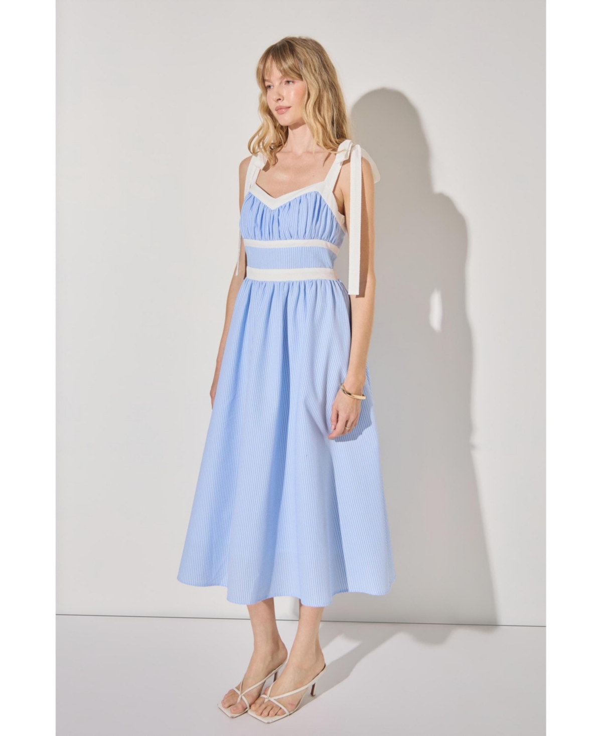 English Factory Women's Contrast Strap Smocked Midi Dress