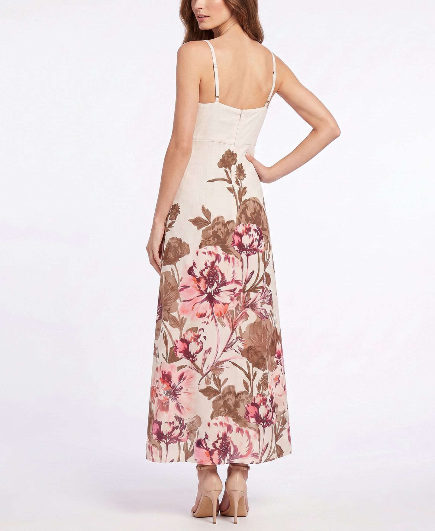 Женское платье Taylor Floral Sweetheart Midi, цвет: Слоновая кость серо-коричневый — фото 3