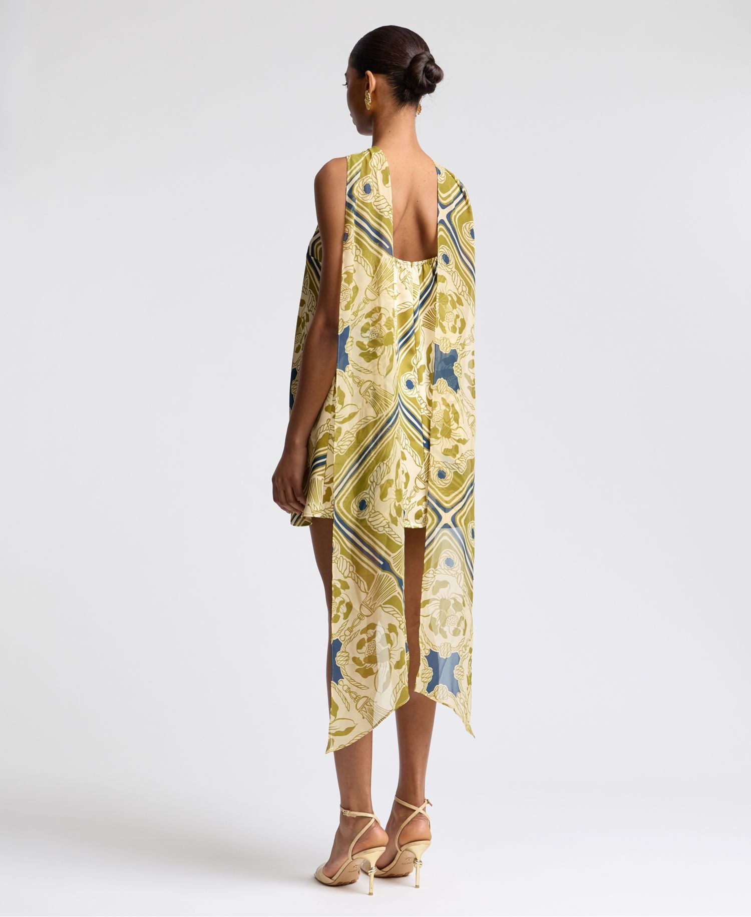 Women's Halter Scarf Print Swing Mini Dress