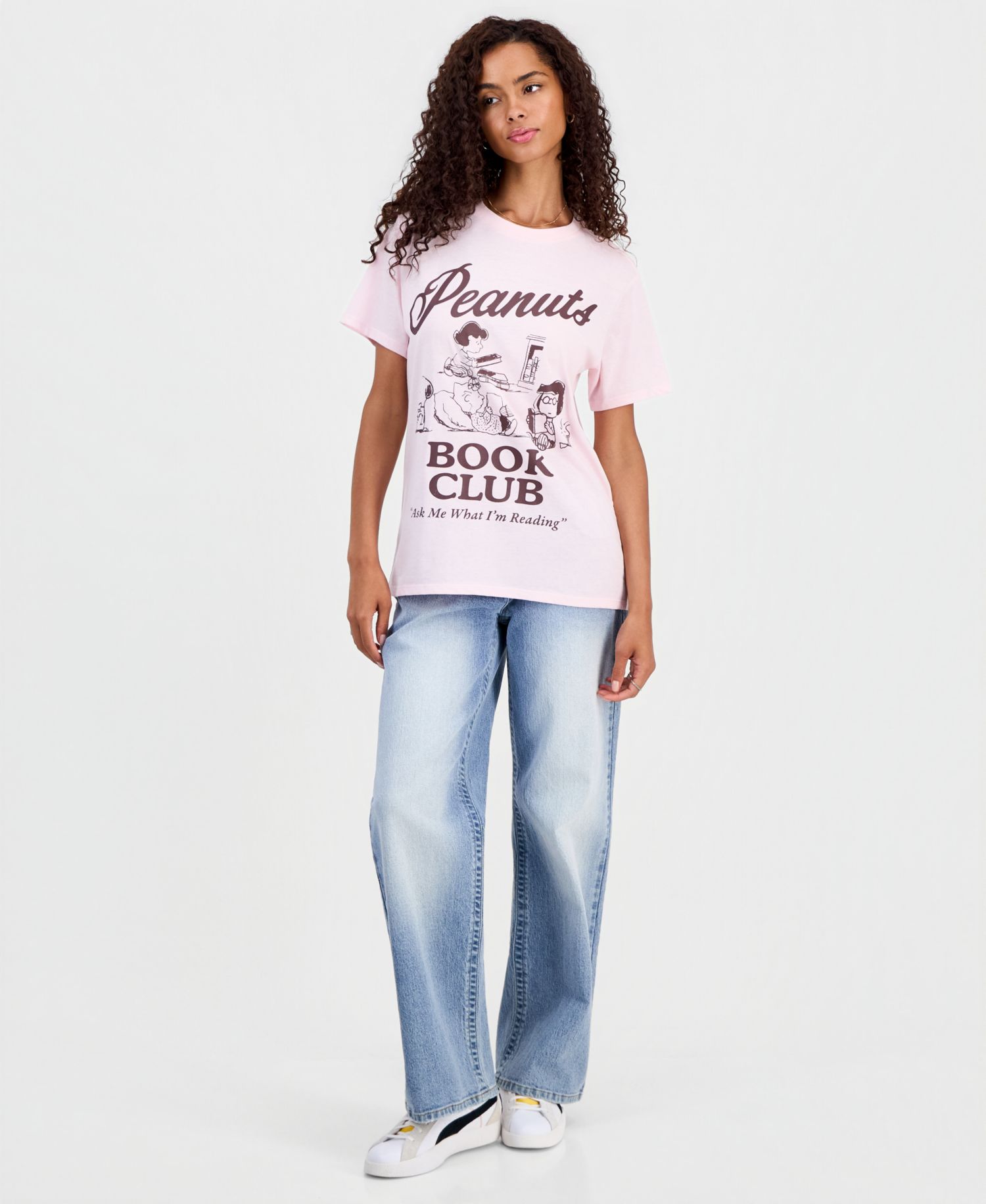 Juniors' Peanuts Book Club Graphic-Print T-Shirt