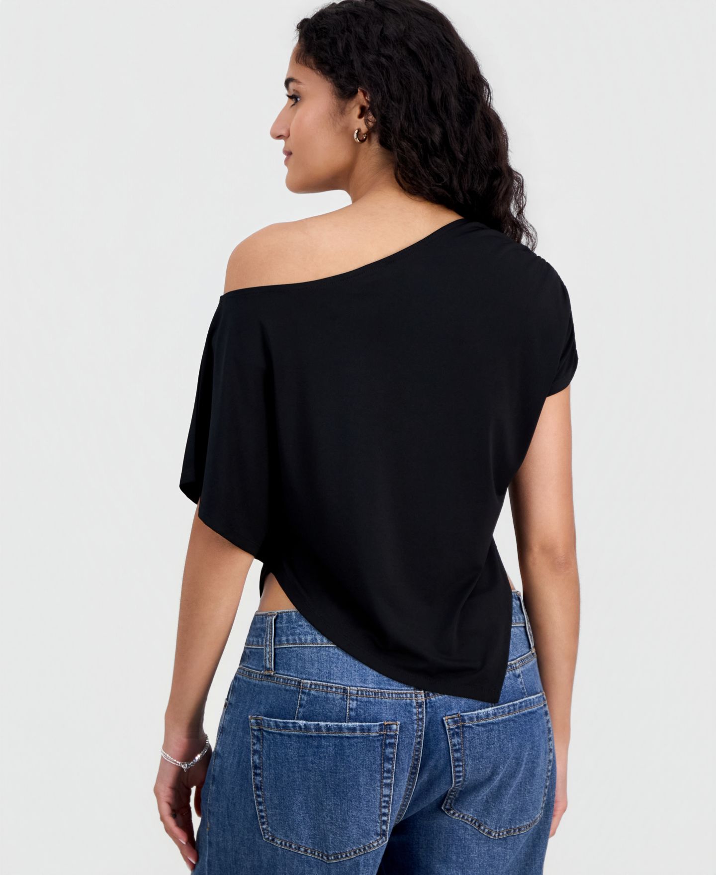 Just Polly Juniors' Asymmetric Short-Sleeve Poncho, цвет: Чёрный — фото 4