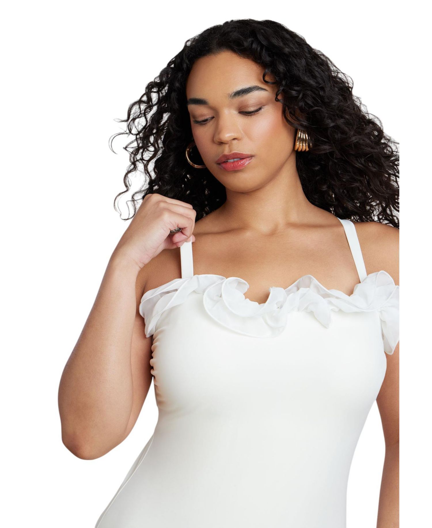 Women's Plus Size Ruffle Detail One Piece Swimsuit