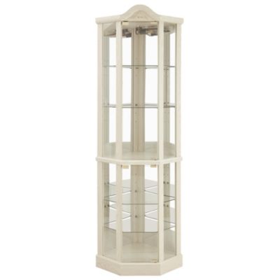 Lighted Glass Display Cabinet Corner Curio Cabinet with Adjustable Shelves Carved