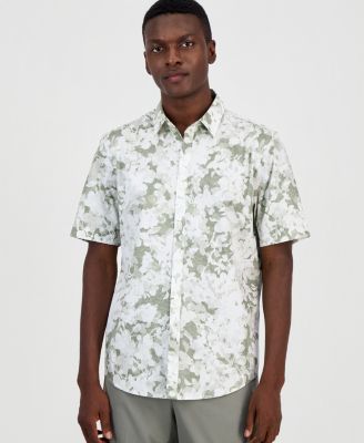 Men's Layered Botanical Poplin Short-Sleeve Shirt