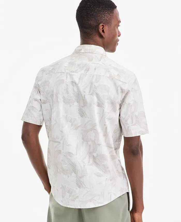 Men's Brushed Geometric Poplin Short-Sleeve Shirt - thumbnail 2