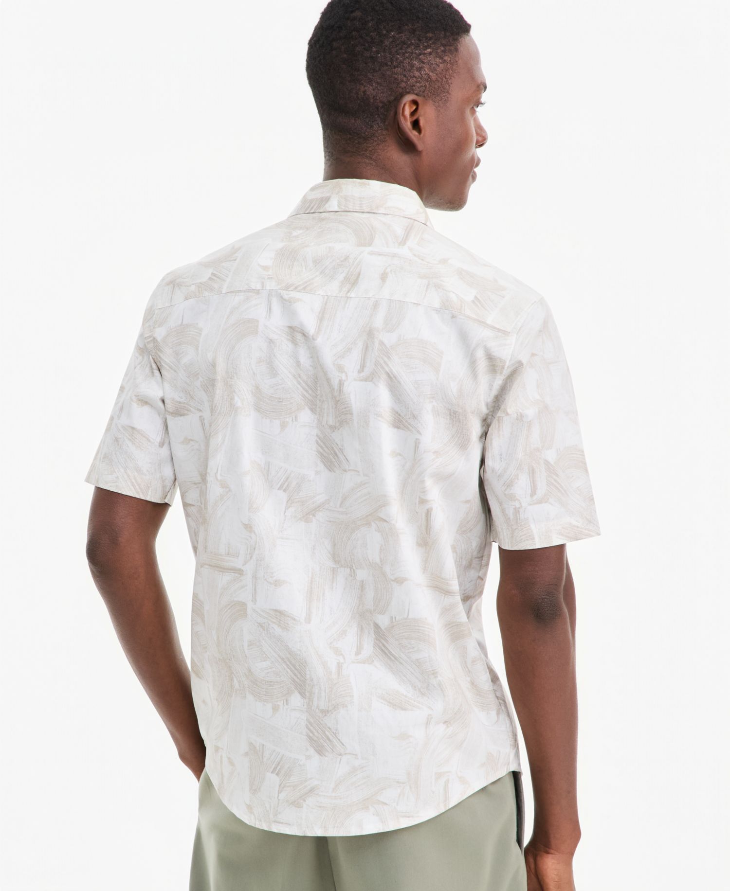 Men's Brushed Geometric Poplin Short-Sleeve Shirt