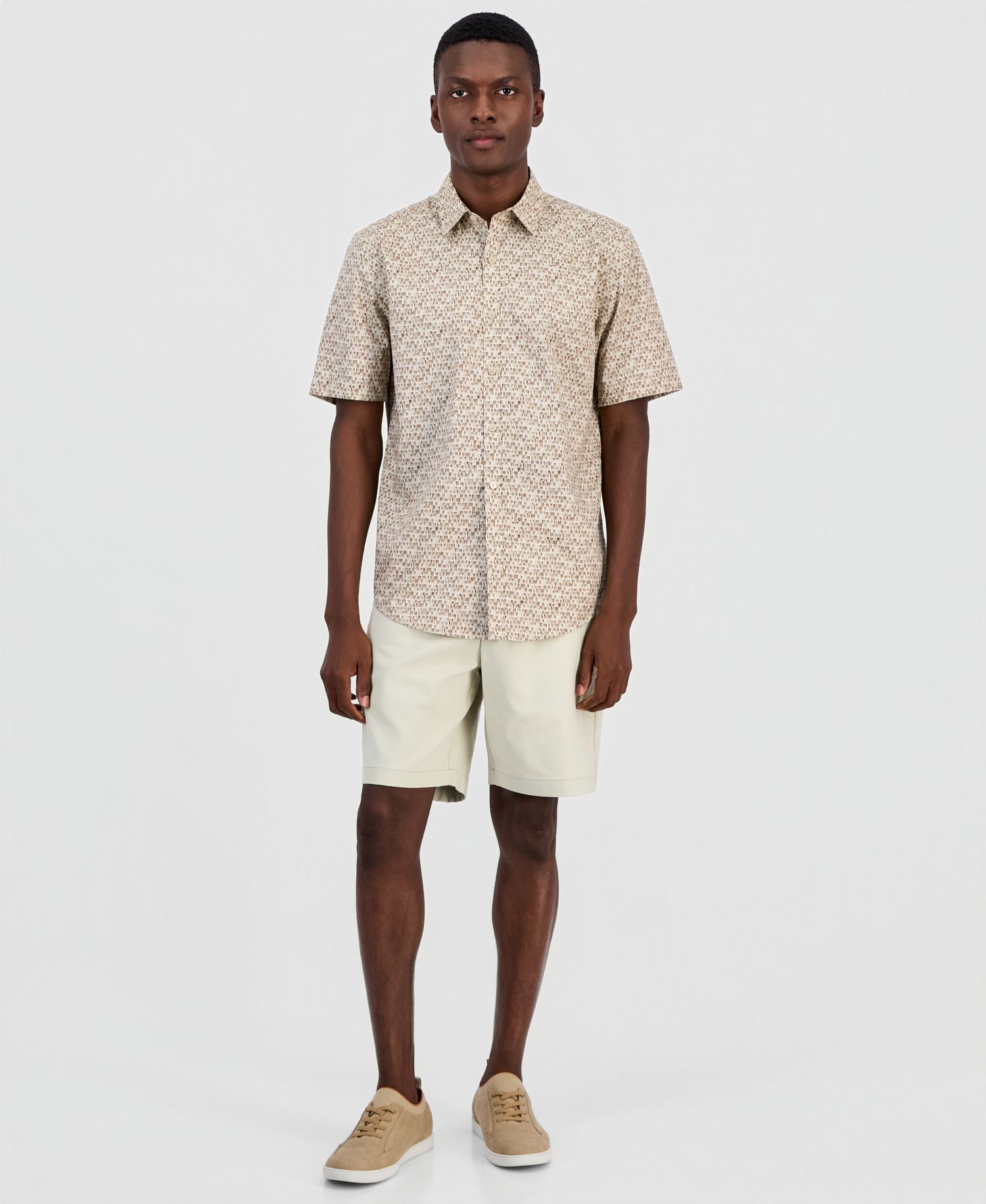 Men's Brick Geometric Short-Sleeve Shirt