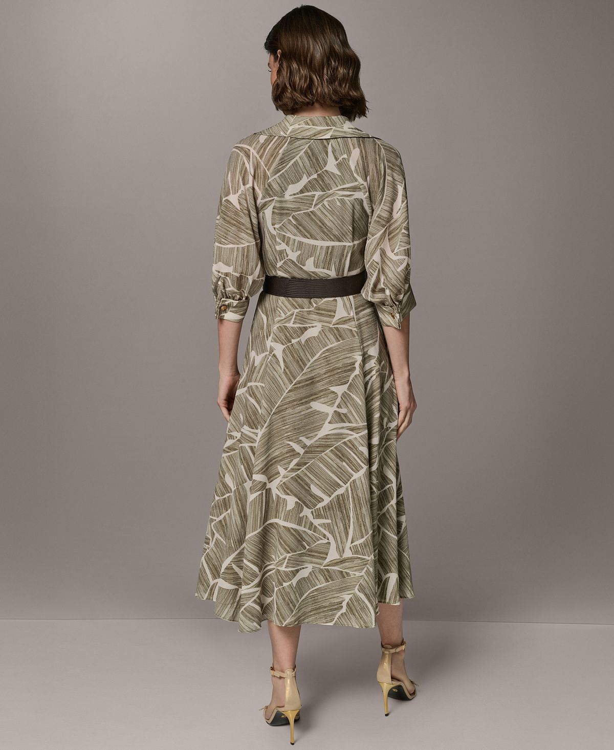 Donna Karan New York Women's Printed Collared Shirt Dress with Faux Leather Belt view 7 — MAYCSS fashion products