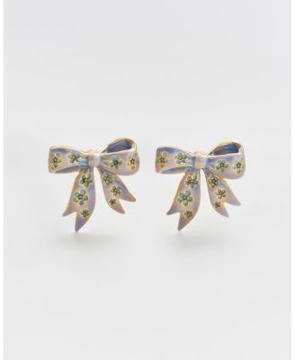 Gold Forget Me Not Bow Stud Earrings