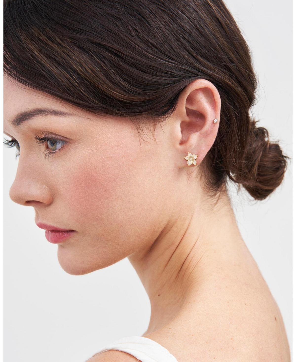 Fable England Gold Jasmine and Pearl Stud Earrings