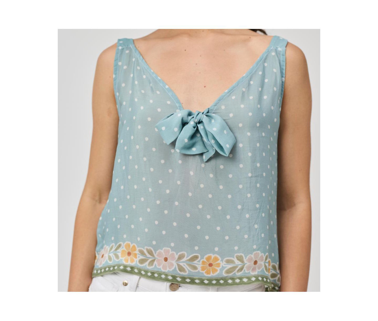 Женский топ Reistor Bow Bemberg Tie Cami Top, цвет: Синий — фото 7