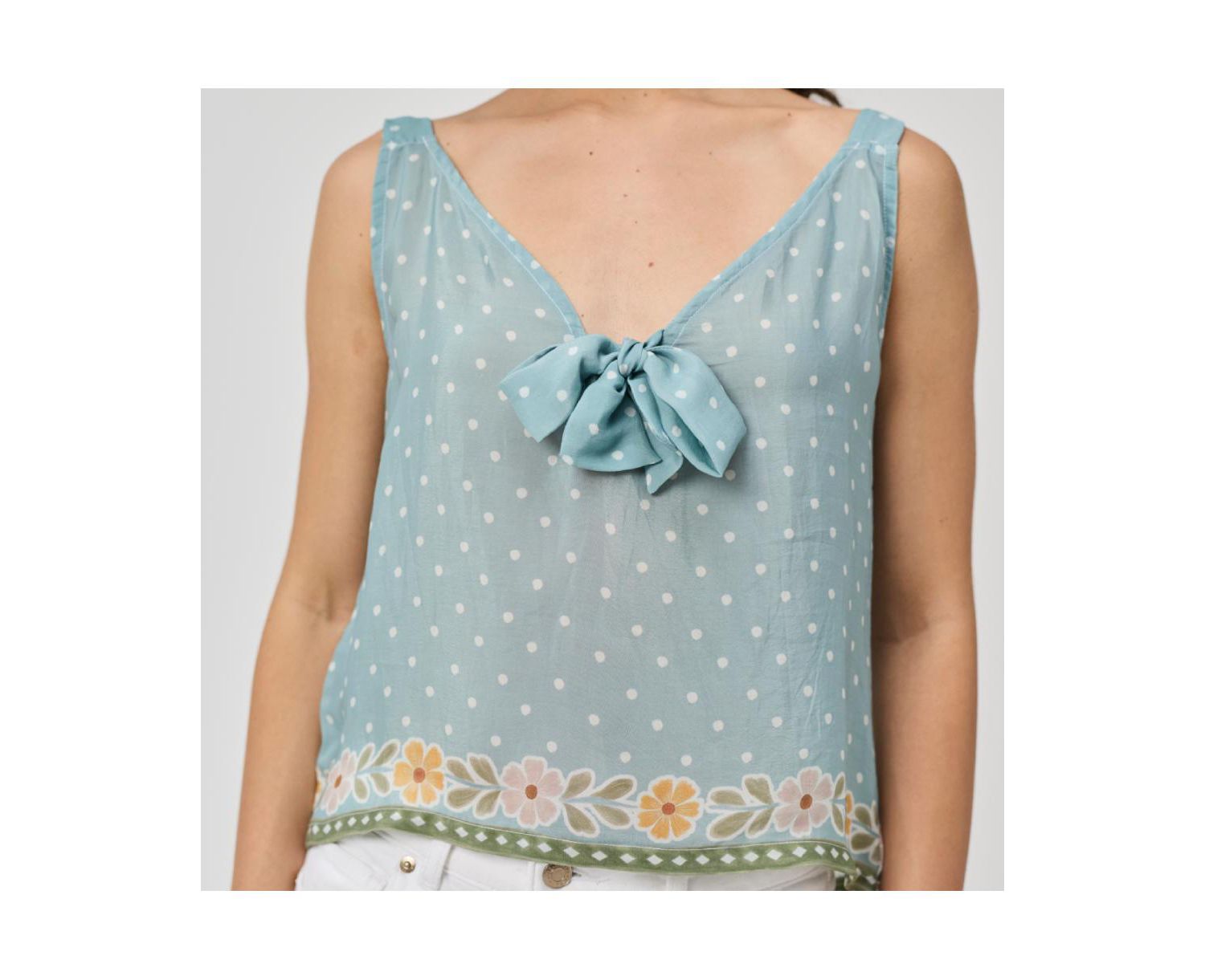 Women's Bow Bemberg Tie Cami Top