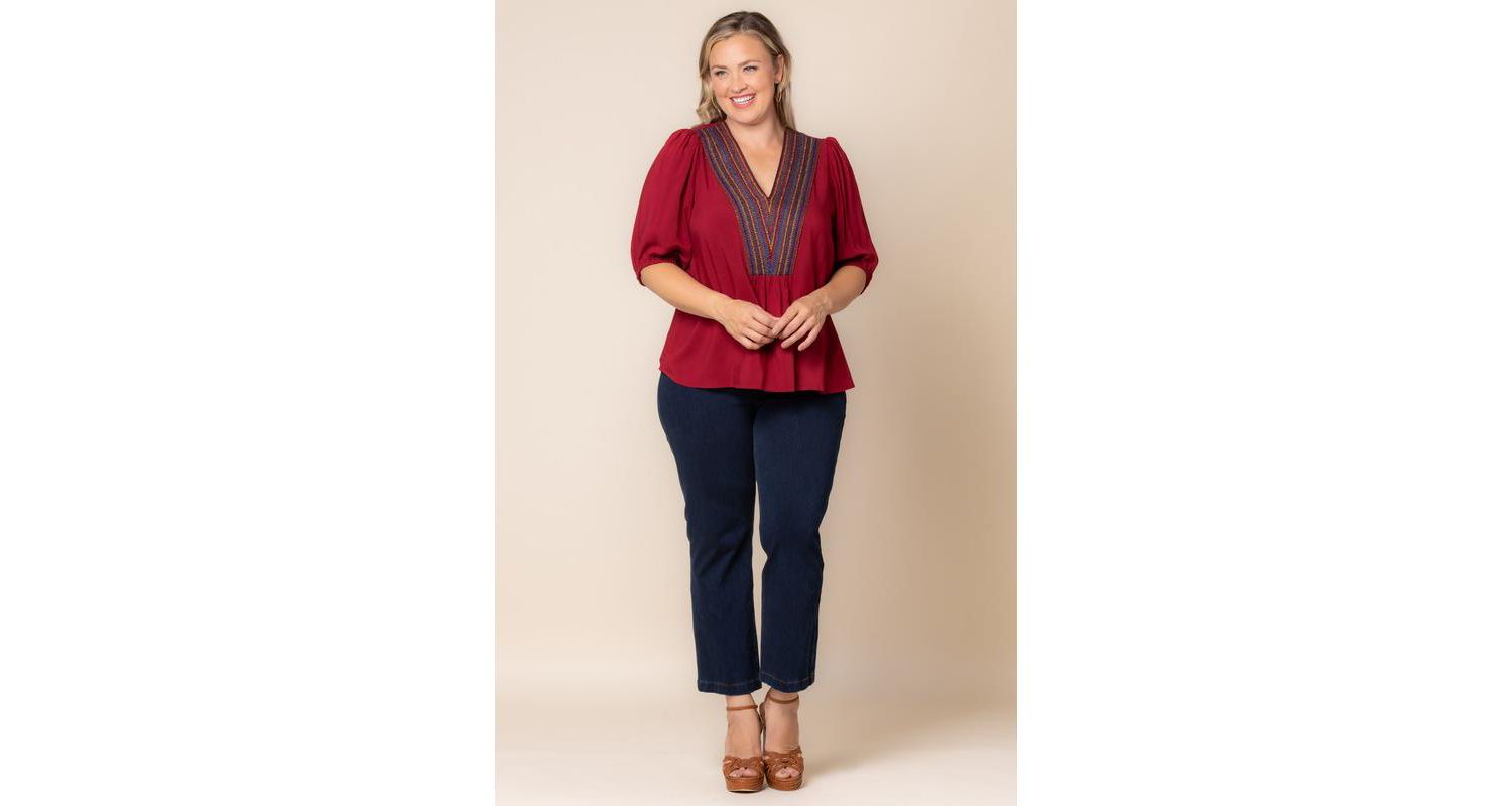 Plus Size Tacoma Trim Neckline Women's Top