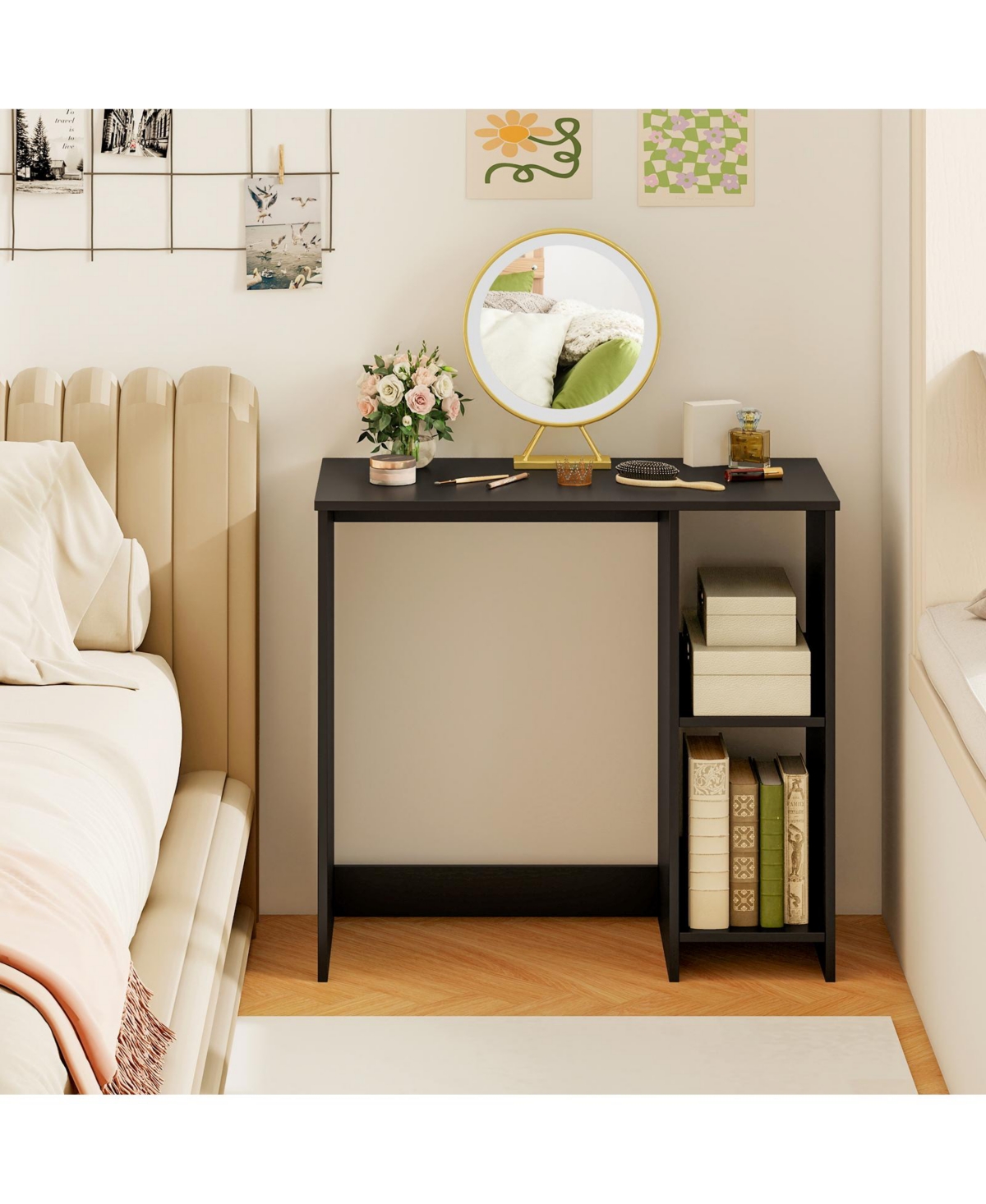 Slickblue 31.5 Inch Modern Home Office Desk with 2 Storage Compartments