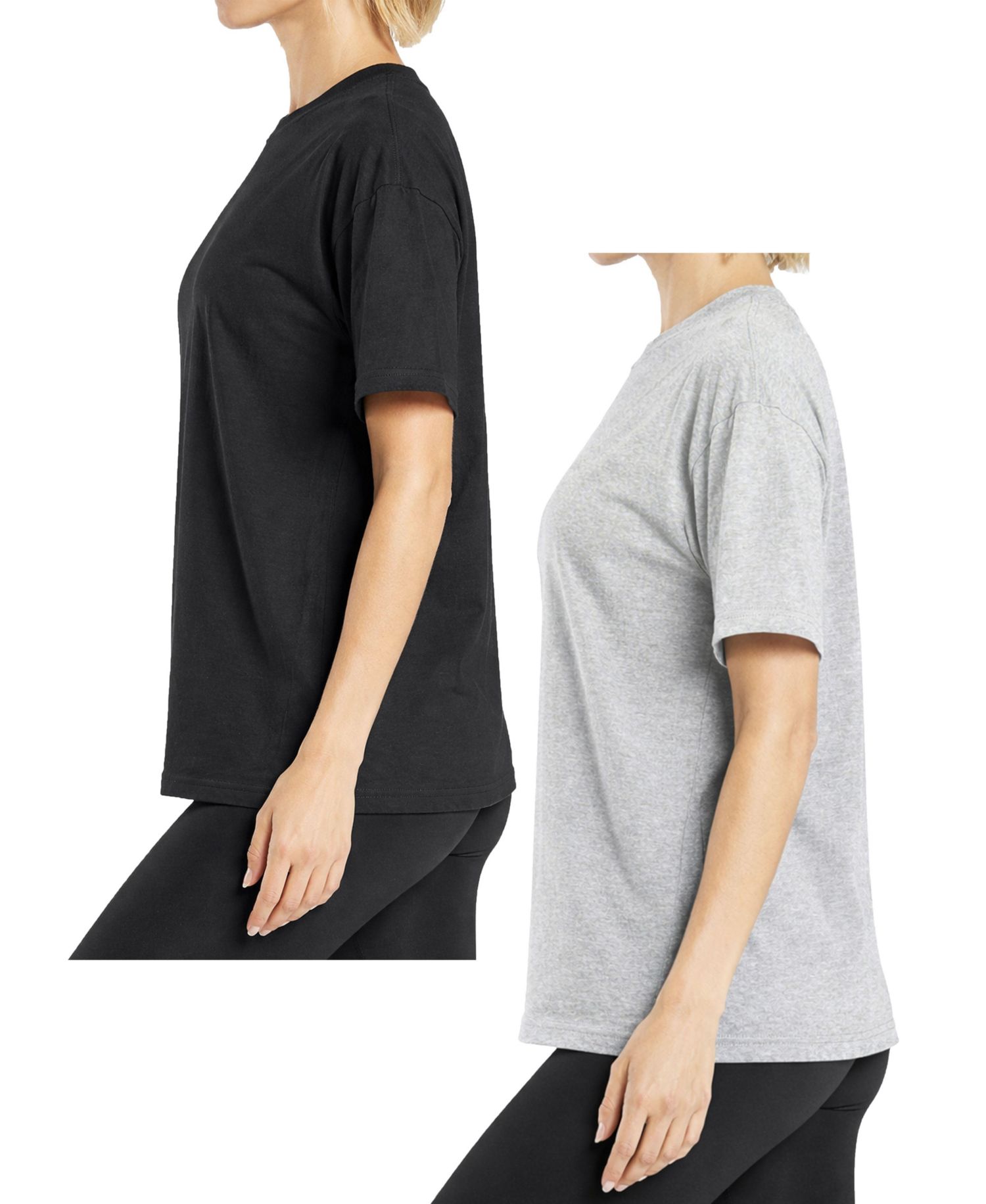 Women's Loose Fit Short Sleeve Crew Neck Solid Tee- 2 Pack