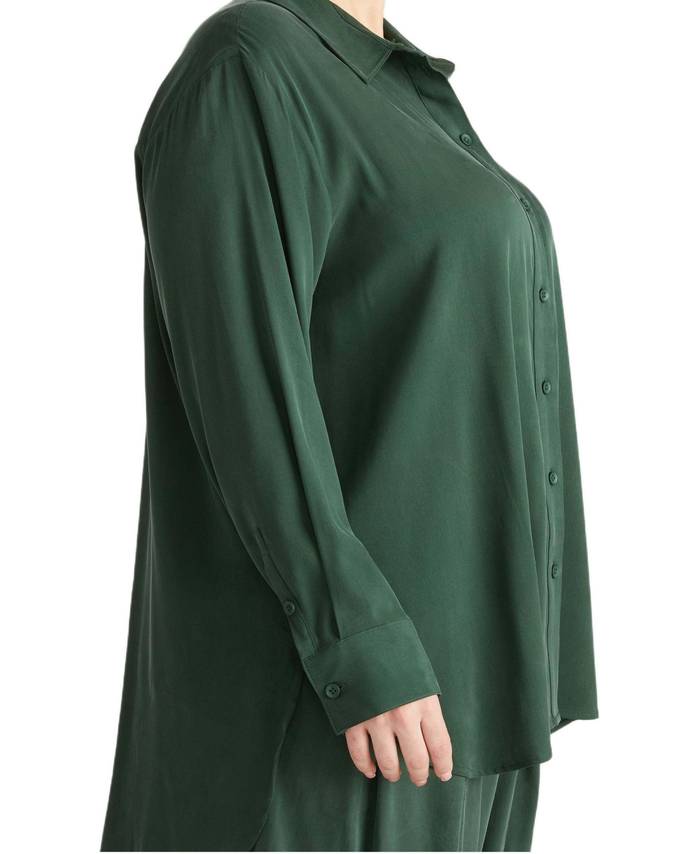 Женская рубашка Universal Standard Plus Sizes Cooling Stretch Cupro Artist, цвет: Тёмно-зелёный — фото 3