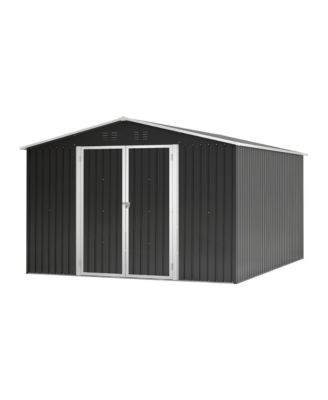 10Feet x12 Feet Outdoor Storage Shed, Utility Metal Tool Storage with Lockable Doors