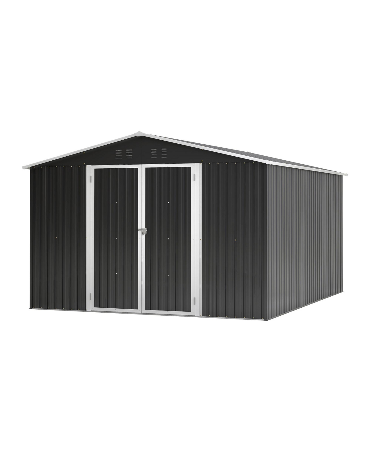 Mondawe 10Feet x12 Feet Outdoor Storage Shed, Utility Metal Tool Storage with Lockable Doors