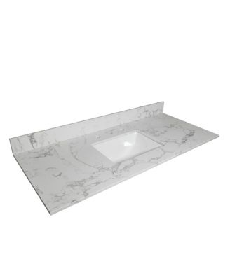 31/37/43 Inch Carrara Marble Stone Vanity Top with Ceramic Undermount Sink and Backsplash, Polished Surface for Vanity Cabinet