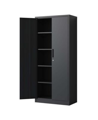 72"H Professional Steel Storage Cabinet - Locking Double-Door Tool and File Organizer